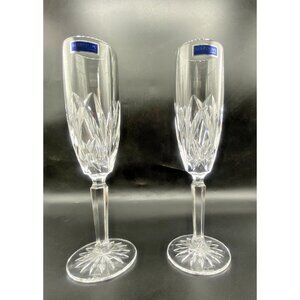 Waterford Marquis Brookside 9" Champagne Flutes Pair Crystal Stemware